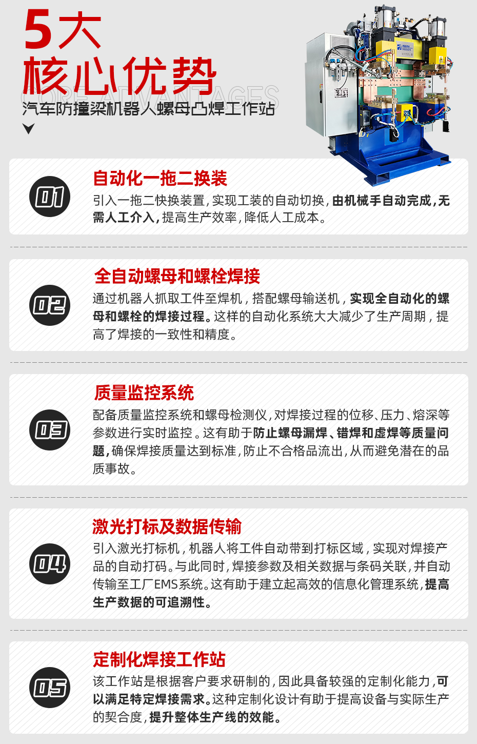 汽車防撞梁機器人螺母凸焊工作站核心優(yōu)勢