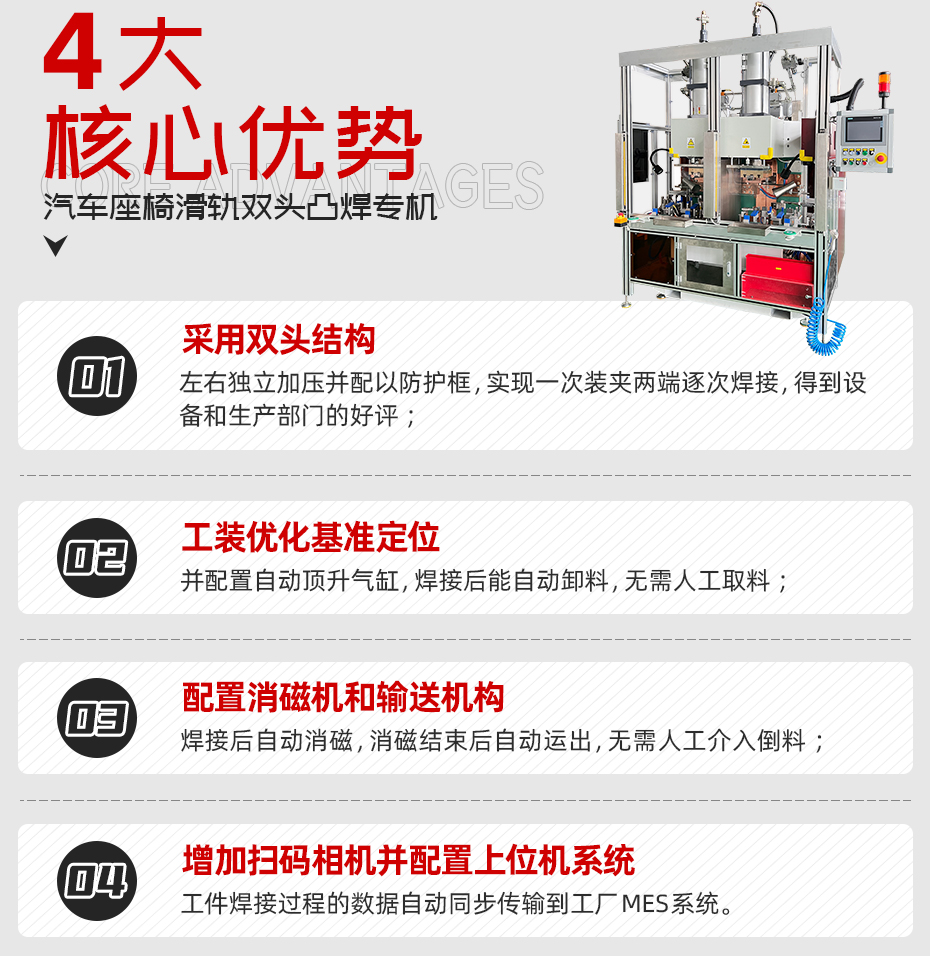 汽車座椅滑軌雙頭凸焊專機核心優(yōu)勢