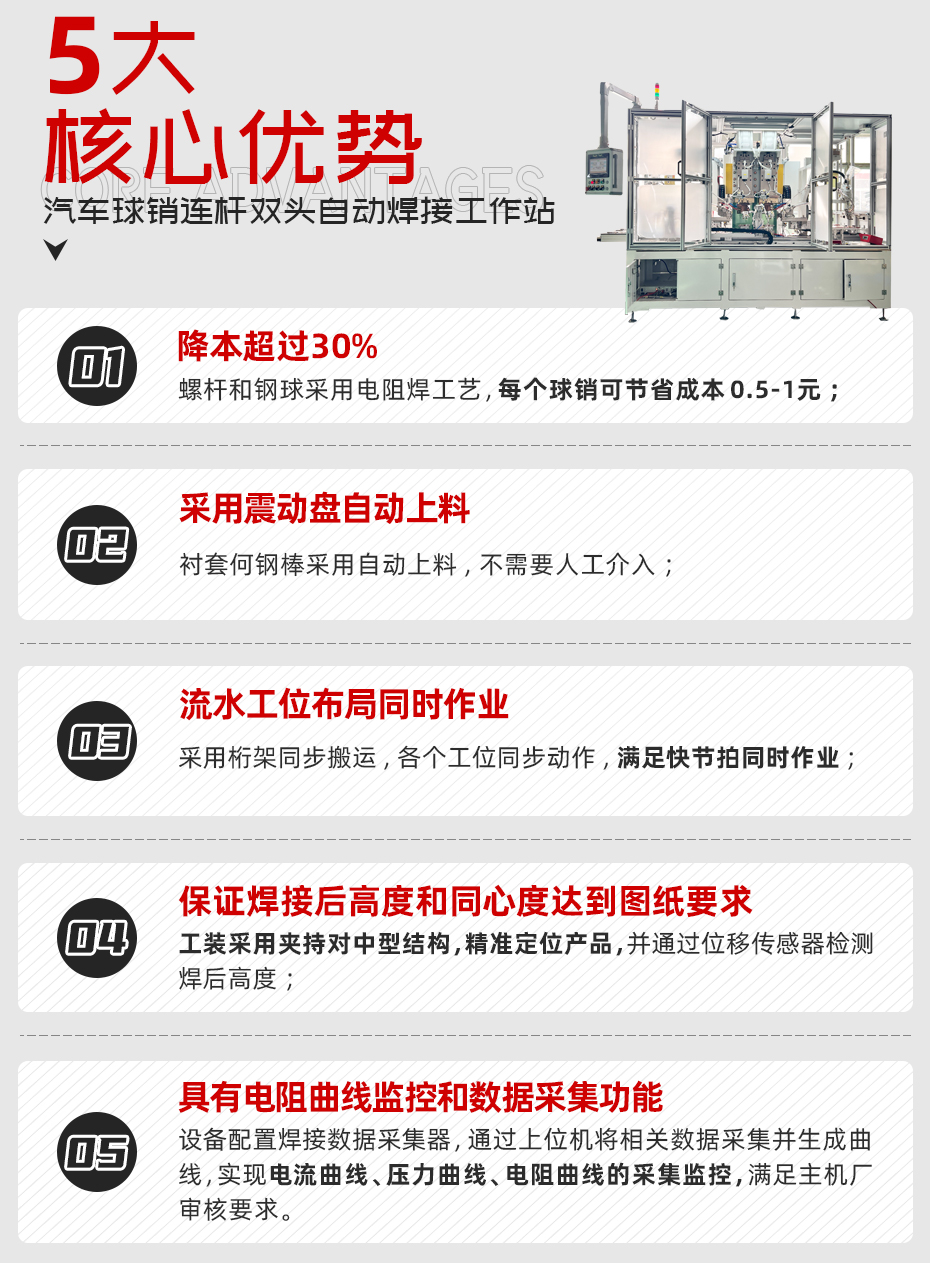 汽車球銷連桿雙頭自動(dòng)焊接工作站詳情核心優(yōu)勢(shì)